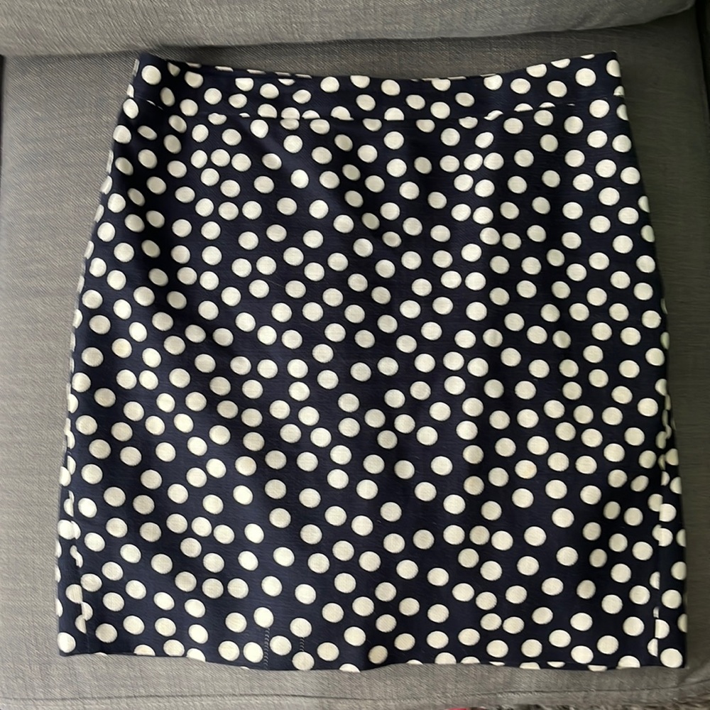 Navy jcrew polka dot pencil skirt